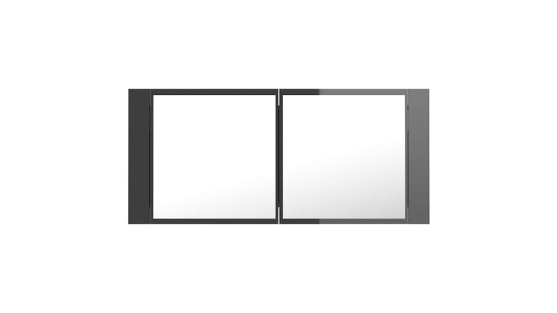 NNEVL LED Backlit Bathroom Mirror Cabinet 100 x 12 x 45cm - Gloss Grey