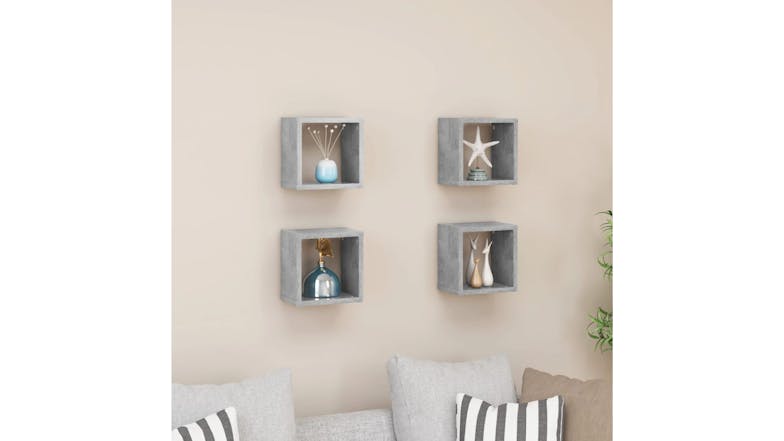 NNEVL Wall Shelves Floating Cube 4pcs. 22 x 15 x 22cm - Concrete Grey