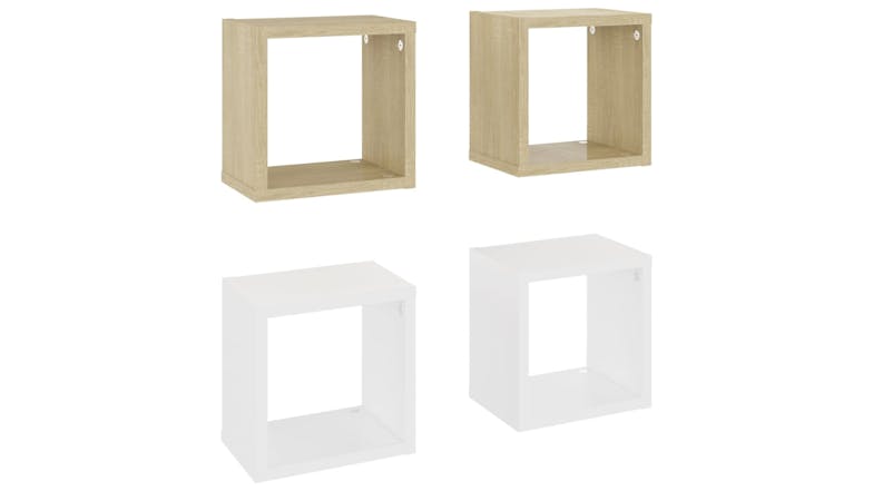 NNEVL Wall Shelves Floating Cube 4pcs. 22 x 15 x 22cm - Sonoma Oak/White