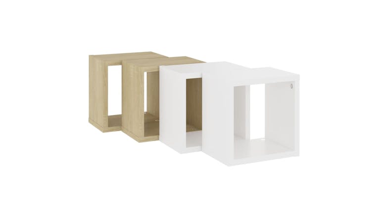 NNEVL Wall Shelves Floating Cube 4pcs. 22 x 15 x 22cm - Sonoma Oak/White
