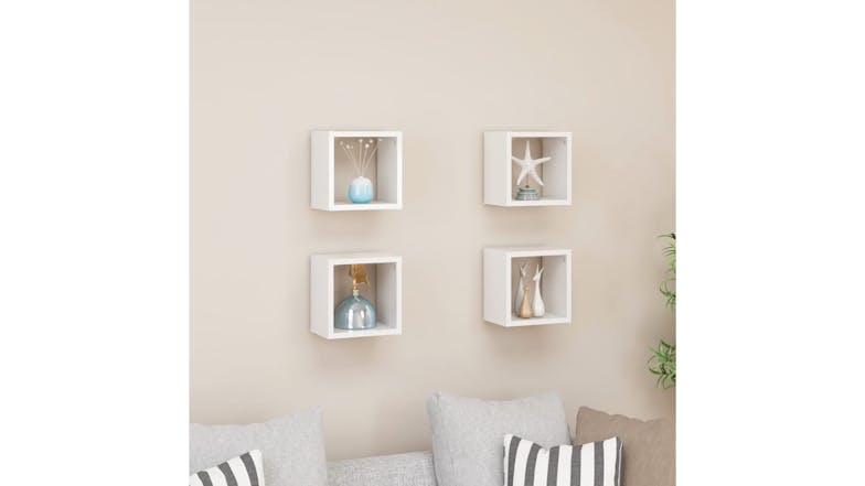 NNEVL Wall Shelves Floating Cube 4pcs. 22 x 15 x 22cm - Gloss White