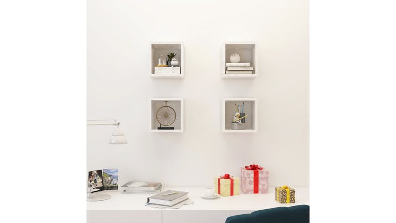 NNEVL Wall Shelves Floating Cube 4pcs. 22 x 15 x 22cm - Gloss White