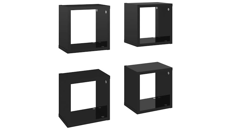 NNEVL Wall Shelves Floating Cube 4pcs. 22 x 15 x 22cm - Gloss Black