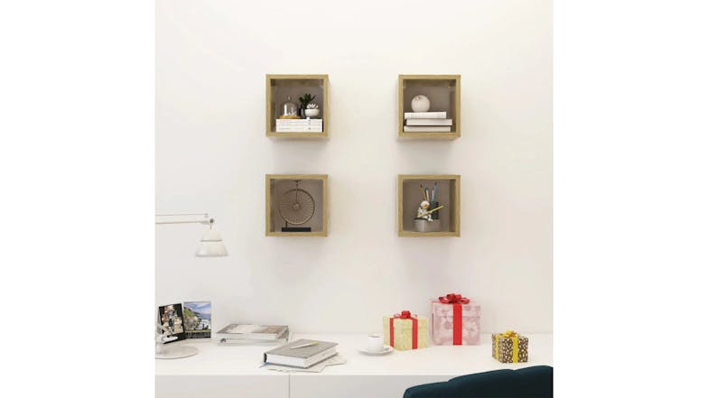 NNEVL Wall Shelves Floating Cube 4pcs. 22 x 15 x 22cm - Sonoma Oak