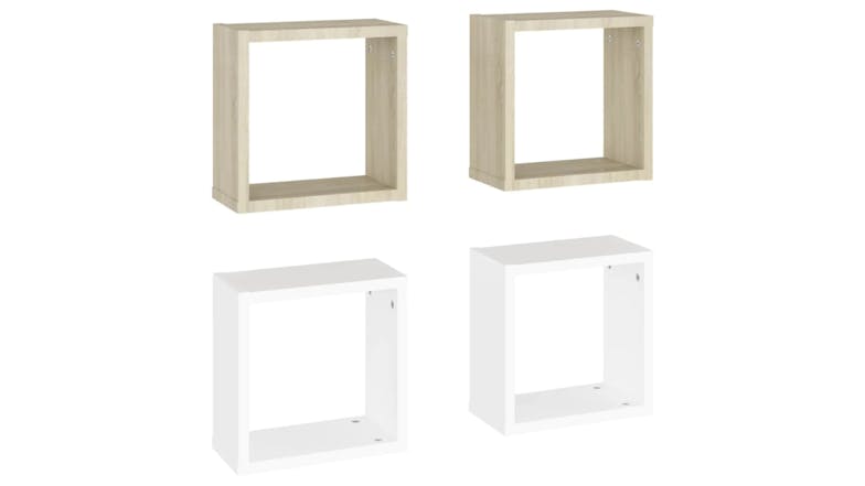 NNEVL Wall Shelves Floating Cube 4pcs. 30 x 15 x 30 - Sonoma Oak/White