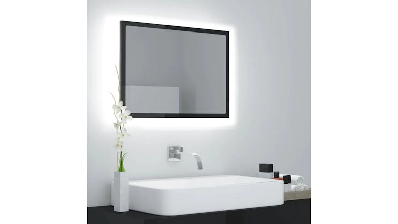 NNEVL LED Backlit Bathroom Mirror 60 x 8.5 x 37cm - Gloss Grey