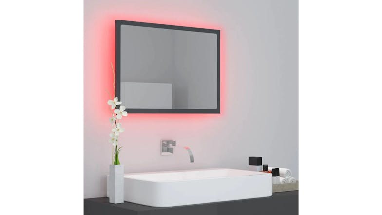NNEVL LED Backlit Bathroom Mirror 60 x 8.5 x 37cm - Gloss Grey
