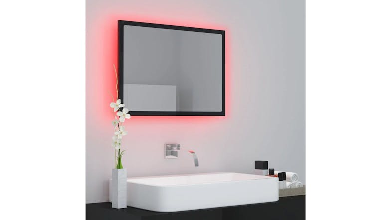 NNEVL LED Backlit Bathroom Mirror 60 x 8.5 x 37cm - Gloss Black