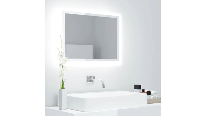 NNEVL LED Backlit Bathroom Mirror 60 x 8.5 x 37cm - Gloss White