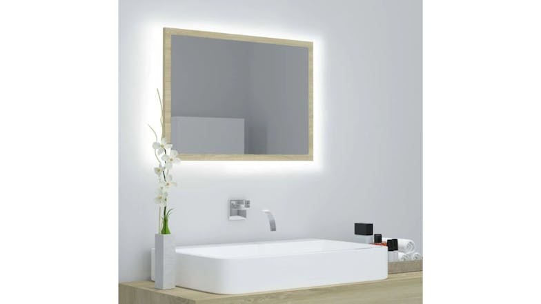 NNEVL LED Backlit Bathroom Mirror 60 x 8.5 x 37cm - Sonoma Oak