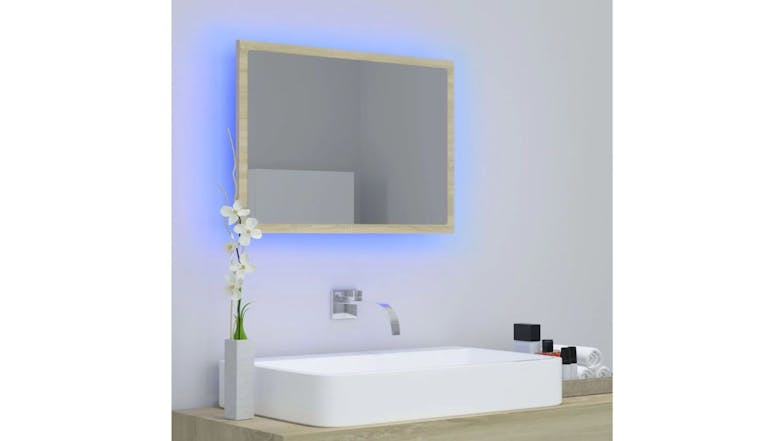 NNEVL LED Backlit Bathroom Mirror 60 x 8.5 x 37cm - Sonoma Oak