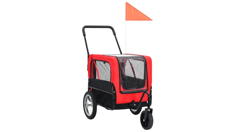 NNEVL 2-In-1 Pet Bike Trailer/Pet Jogging Stroller - Red/Black