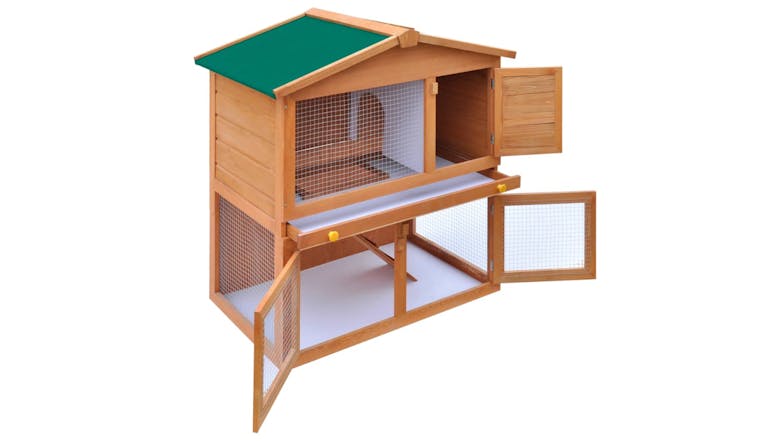 NNEVL Outdoor Rabbit Hutch 3 Door 90cm - Wood