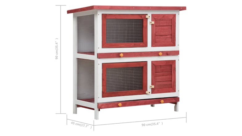 NNEVL Outdoor Rabbit Hutch 4 Door 90cm - Red Wood