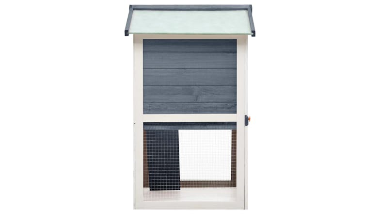 NNEVL Outdoor Rabbit Hutch 3 Door 90cm - Grey Wood