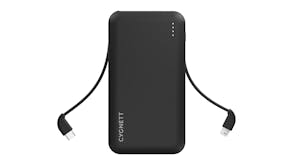 Cygnett ChargeUp Pocket 10,000mAh Power Bank with Integrated Charging Cables - Black