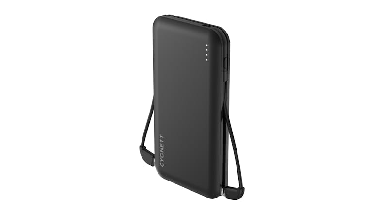 Cygnett ChargeUp Pocket 10,000mAh Power Bank with Integrated Charging Cables - Black