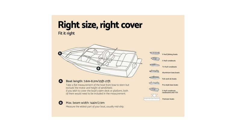 Seamanship Waterproof Polyester Boat Cover 7.6-8.2m