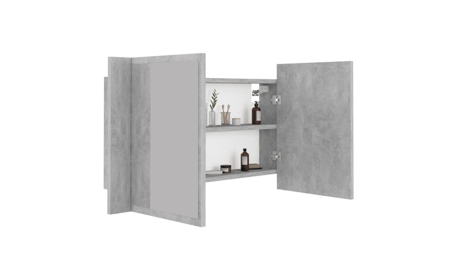 NNEVL LED Backlit Bathroom Mirror Cabinet 80 x 12 x 45cm - Concrete Grey