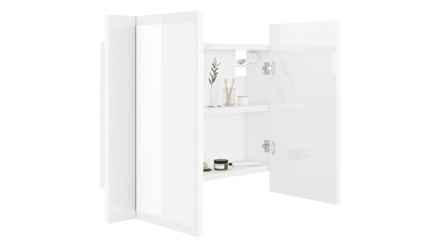 NNEVL LED Backlit Bathroom Mirror Cabinet 60 x 12 x 45cm - Gloss White