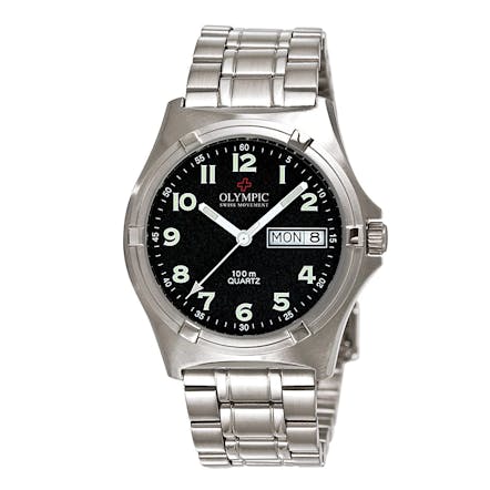 Olympic Workwatch Gents Watch 39mm - Stainless Steel with 12 Figure Black Dial
