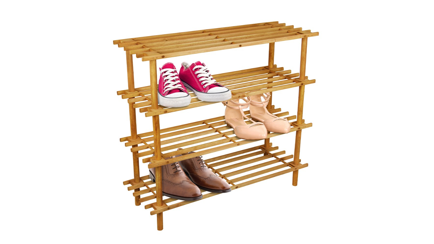 Wooden Shoe Rack 4 Tier Natural 74X26X68Cm Harvey Norman New