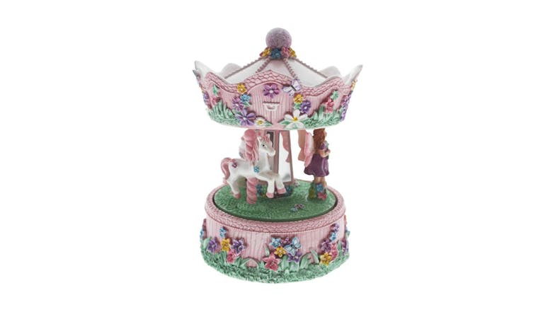 Musical Go-Round Floral Fairy Carousel 12" - Pink