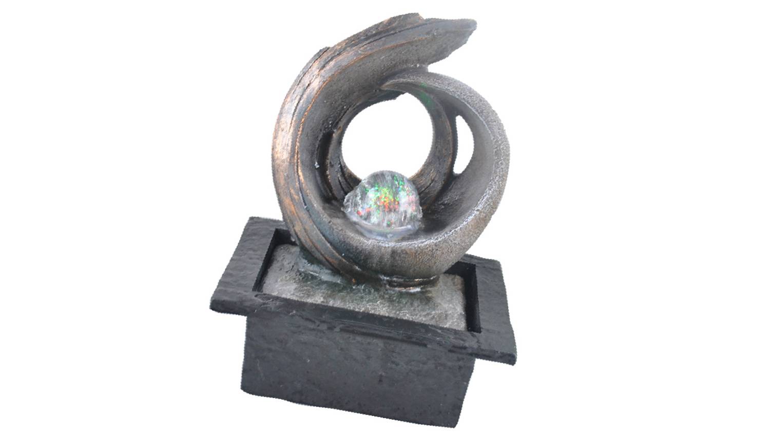 Water Feature Spiral Art 21 x 19 x 27cm - Black/Brown