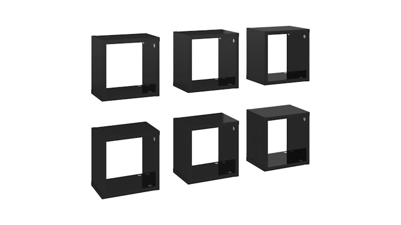 NNEVL Wall Shelves Floating Cube 6pcs. 22 x 15 x 22cm - Gloss Black