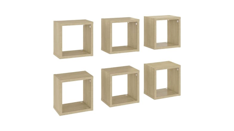 NNEVL Wall Shelves Floating Cube 6pcs. 22 x 15 x 22cm - Sonoma Oak