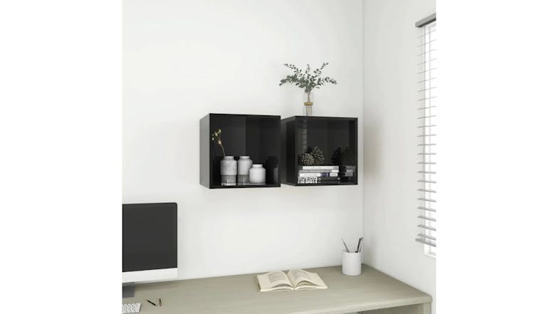 NNEVL Wall Cabinet 2pcs. 37 x 37 x 37cm - Gloss Black