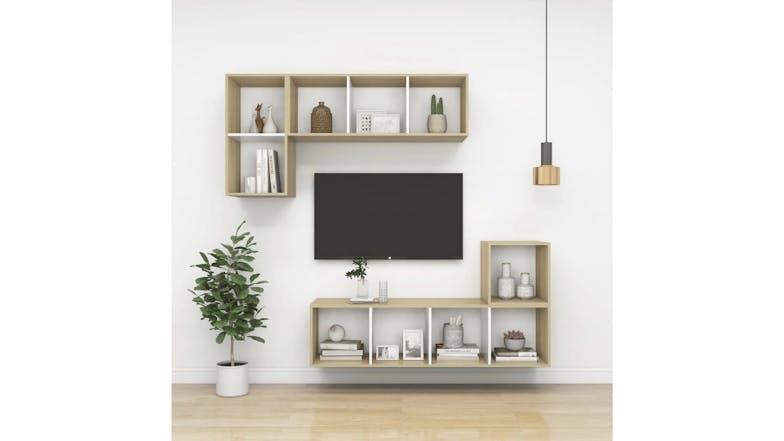 NNEVL Wall Cabinet 4pcs. 37 x 37 x 37cm - Sonoma Oak/White