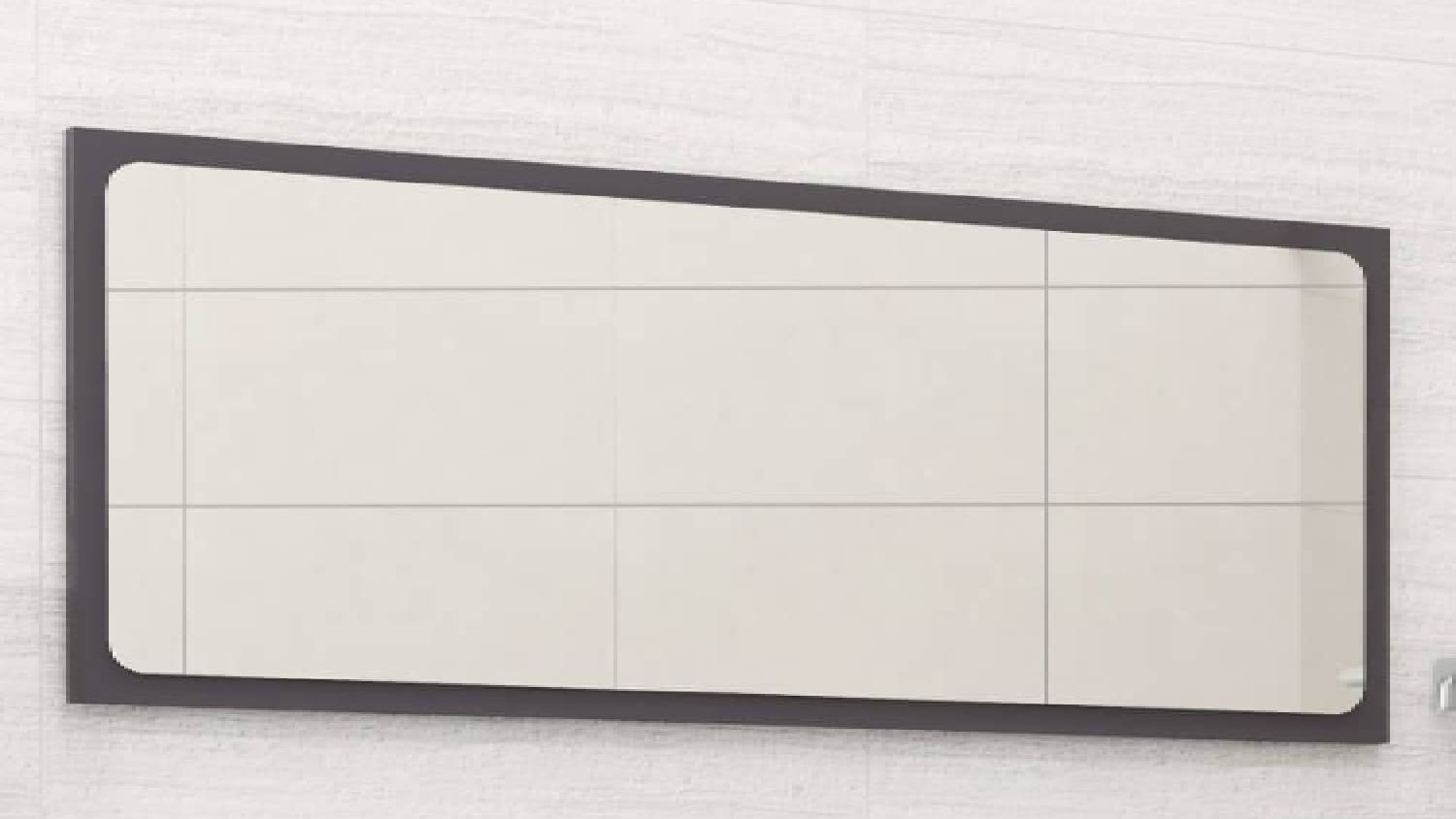 NNEVL Bathroom Mirror 90 x 1.5 x 37cm - Gloss Grey