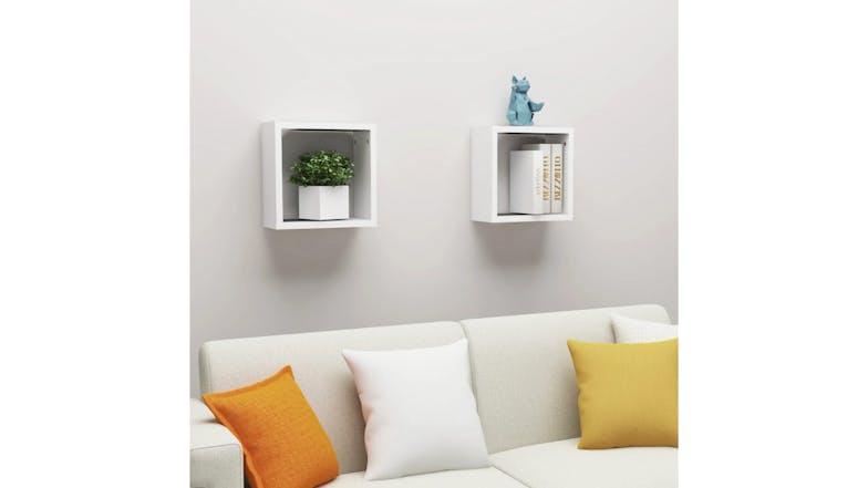 NNEVL Wall Shelves Floating Cube 2pcs. 30 x 15 x 30cm - White