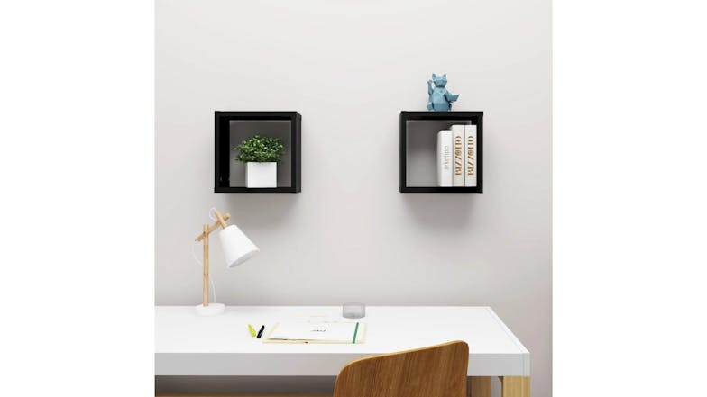 NNEVL Wall Shelves Floating Cube 2pcs. 30 x 15 x 30cm - Black