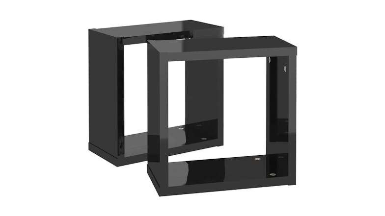 NNEVL Wall Shelves Floating Cube 2pcs. 30 x 15 x 30cm - Gloss Black