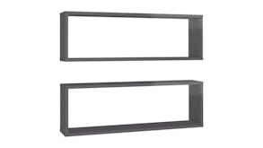 NNEVL Wall Shelves Floating Rectangle 2pcs. 80 x 15 x 26.5cm - Gloss Grey