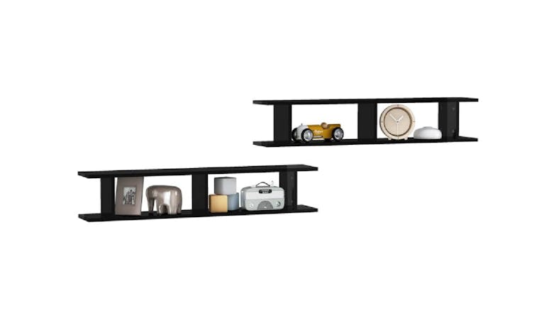 NNEVL Wall Shelves Floating Ladder 2pcs. 105 x 18 x 20cm - Gloss Black