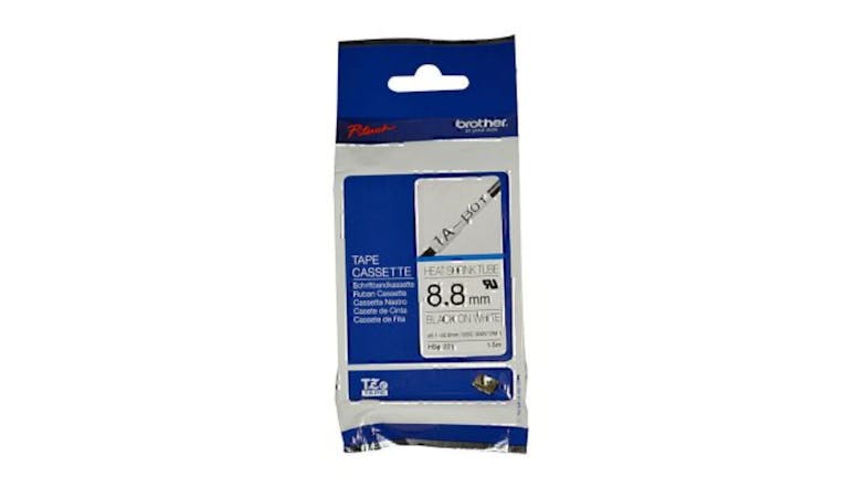 Brother HSe-221 Black on White Heat Shrink Tube Tape - 8.8mm x 1.5m