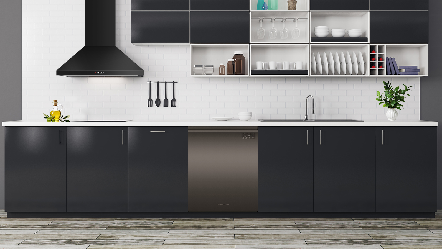 Fisher & Paykel 15 Place Setting Built-Under Dishwasher - Black Stainless Steel (DW60UN2B2)