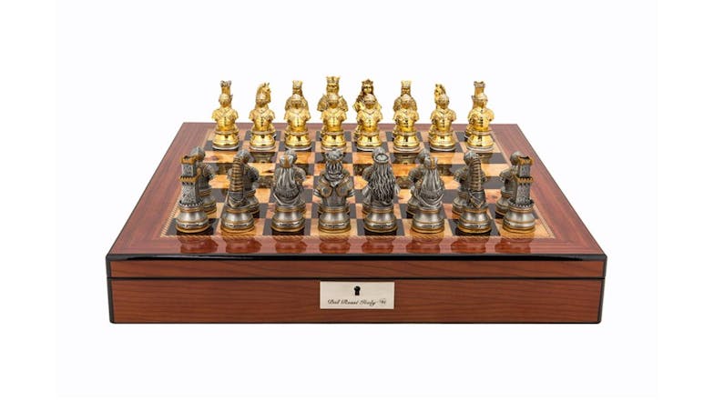 Dal Rossi 20" Medieval Warrior Chess Set - Walnut Finish