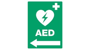 Outdoor Defibrillator Location Sign 30 x 40cm - Left Arrow