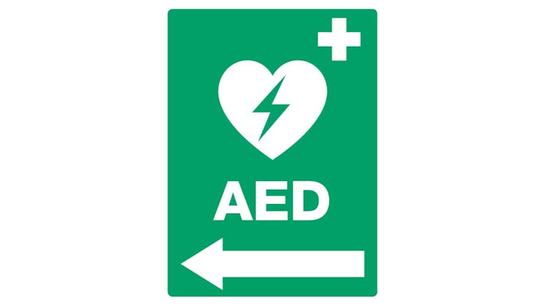 Outdoor Defibrillator Location Sign 30 x 40cm - Left Arrow