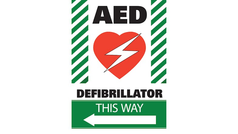 Indoor Defibrillator Location Sign 30 x 40cm - Left Arrow