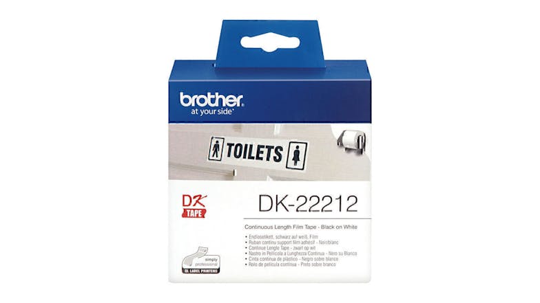 Brother DK-22212 Black on White Continuous Label Roll - 62mm x 15.24m