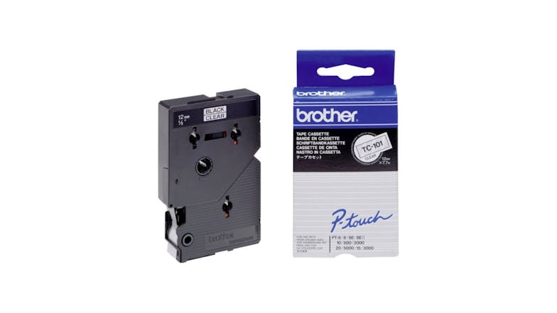 Brother TC201 Black on Clear Labelling Tape - 12mm x 8m