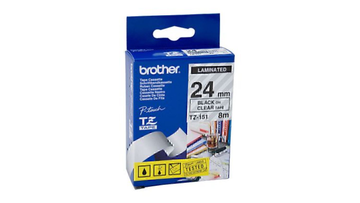 Brother TZe-151 Black on Clear Labelling Tape - 24mm x 8m