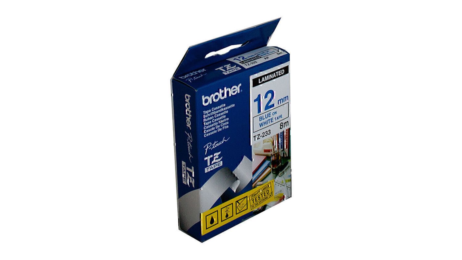 Brother TZe-233 Blue on White Labelling Tape - 12mm x 8m