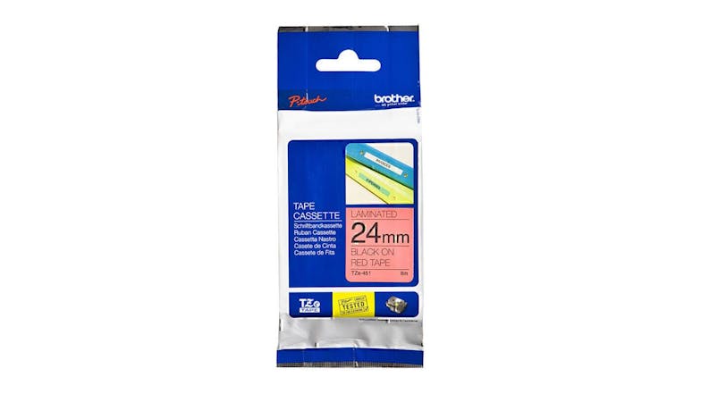 Brother TZe-451 Black on Red Labelling Tape - 24mm x 8m