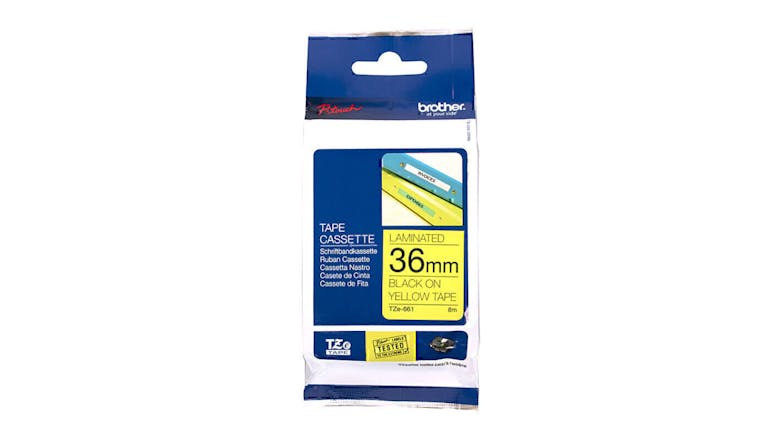 Brother TZe-661 Black on Yellow Labelling Tape - 36mm x 8m
